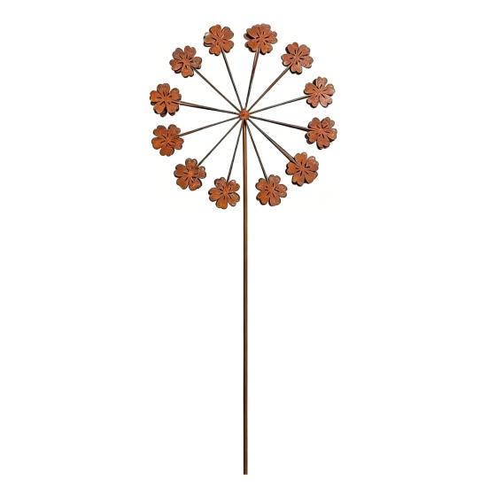 Rusty Flowers Garden Stake, Distressed Metal Flower Yard Art Stake, Retro 2D Flowers Decoration for Yard Lawn Flower Bed