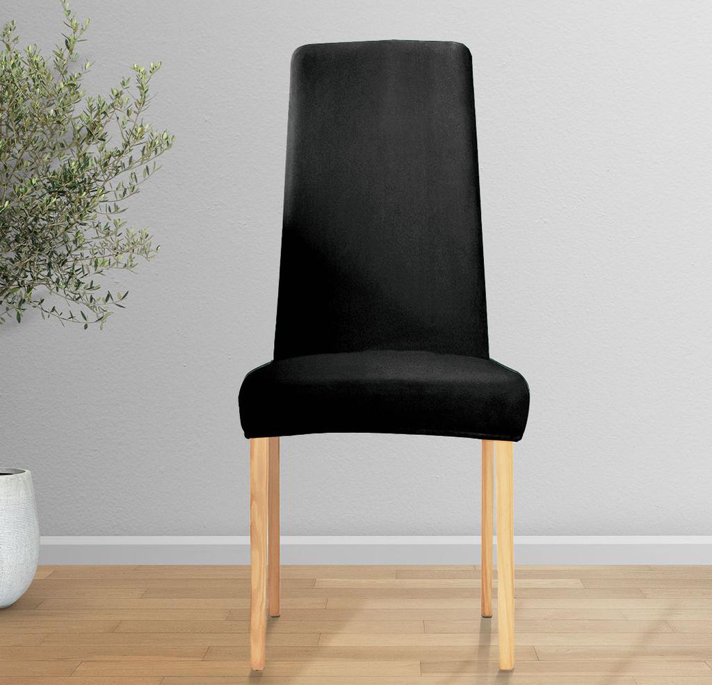 Cover For Chair Narrow Backrest Velvet Plush Thick Black