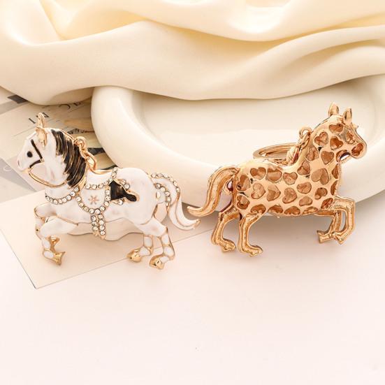 Keychain Pendant Sparkling Rhinestones Horse Design Decorative Key Ring Doors Backpacks Handbags Key Finder