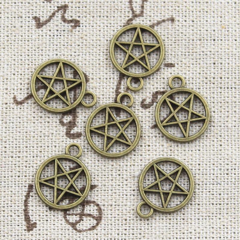 50Pcs Charms Star Pentagram 17X14Mm Antique Silver Color Pendants Diy Crafts Making Findings Handmade Tibetan Jewelry