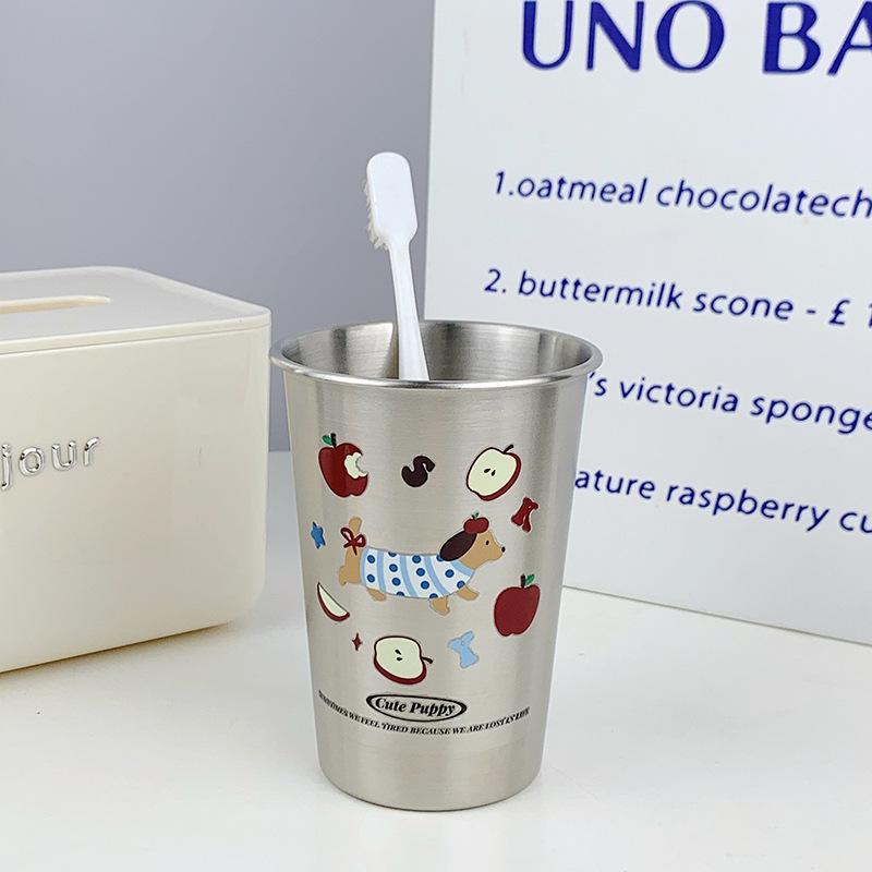 Question Mark Boys and Girls Thickened Anti-fall Stainless Steel Couple Toothbrush Cup Simple Mouthwash Cup Creative Wash Cup