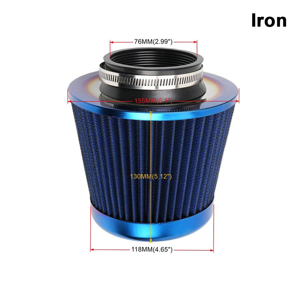 76MM 3" Gekleurd Blauw Roestvrij Staal Gaas Kegel Power Intake Hoge Doorstroming Koudeluchtfilter Luchtinlaatfilter Inductie Kit OFI074