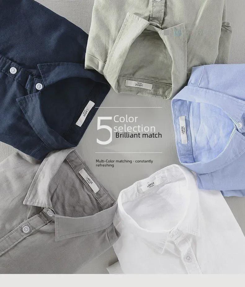 Pánská prodyšná bílá košile s dlouhým rukávem, slim fit, lněná, s ochranou proti slunci