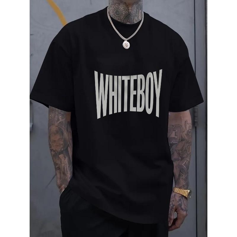 

European sizes Large Black Tee Featuring BOLD WHITEBOY Print - Urban Fashion for Everyday Wear S чёрный