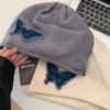 Y2k Retro Skullies Patch Pullover Hat Elastic Butterfly Beanies  Autumn/Winter