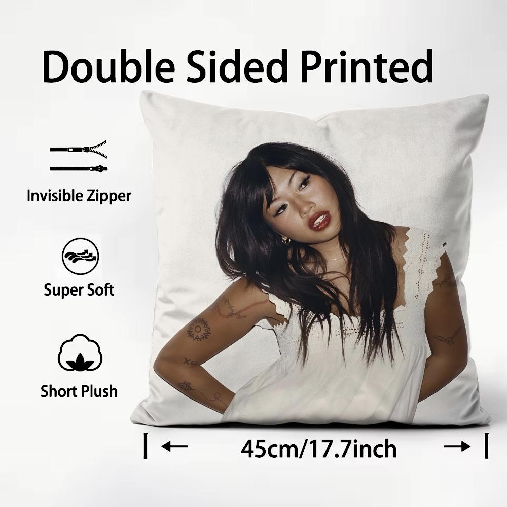 BBeabadoobee Singer Cushion Cover Plush Fabric Soft DoubleSided Printed Sofa Warm Winter Home Child Gift Pillow Case 30x30cm