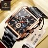 Binbond Men's Retro Gold Square Calendar Waterproof Luminous Sports Watch