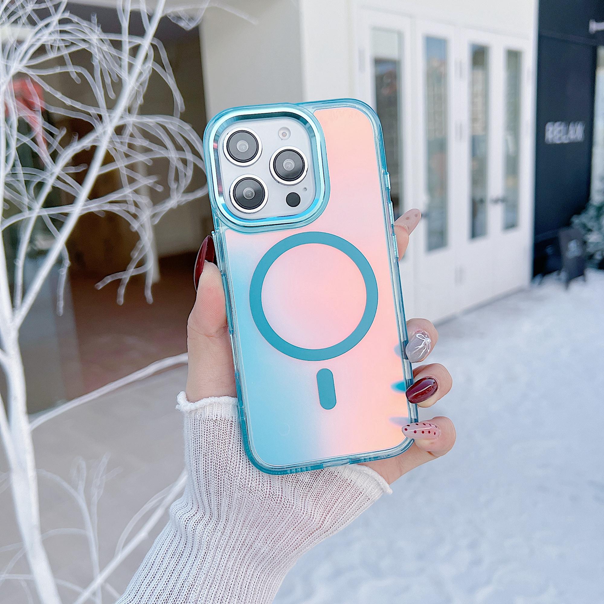 

Чехол для iPhone 16 Pro Max, совместимый с MagSafe, меняющий цвет, из ТПУ, задняя крышка для телефона Blue