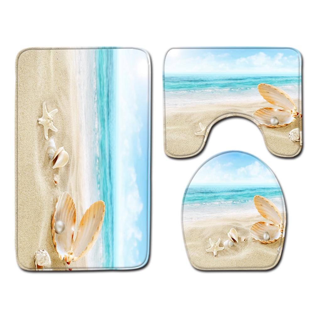 Shell Bathroom Floor Mat Toilet Three-Piece Set