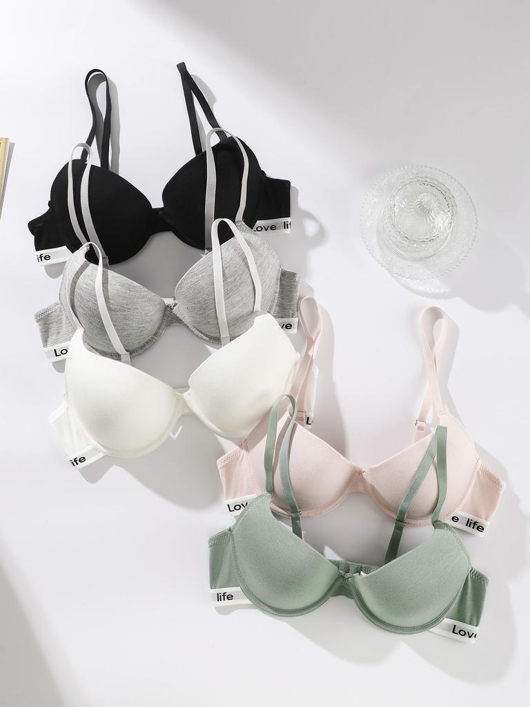 Sexy bra, letter thin shoulder strap, underwear gathered, seamless back, sports bra, comfortable and breathable