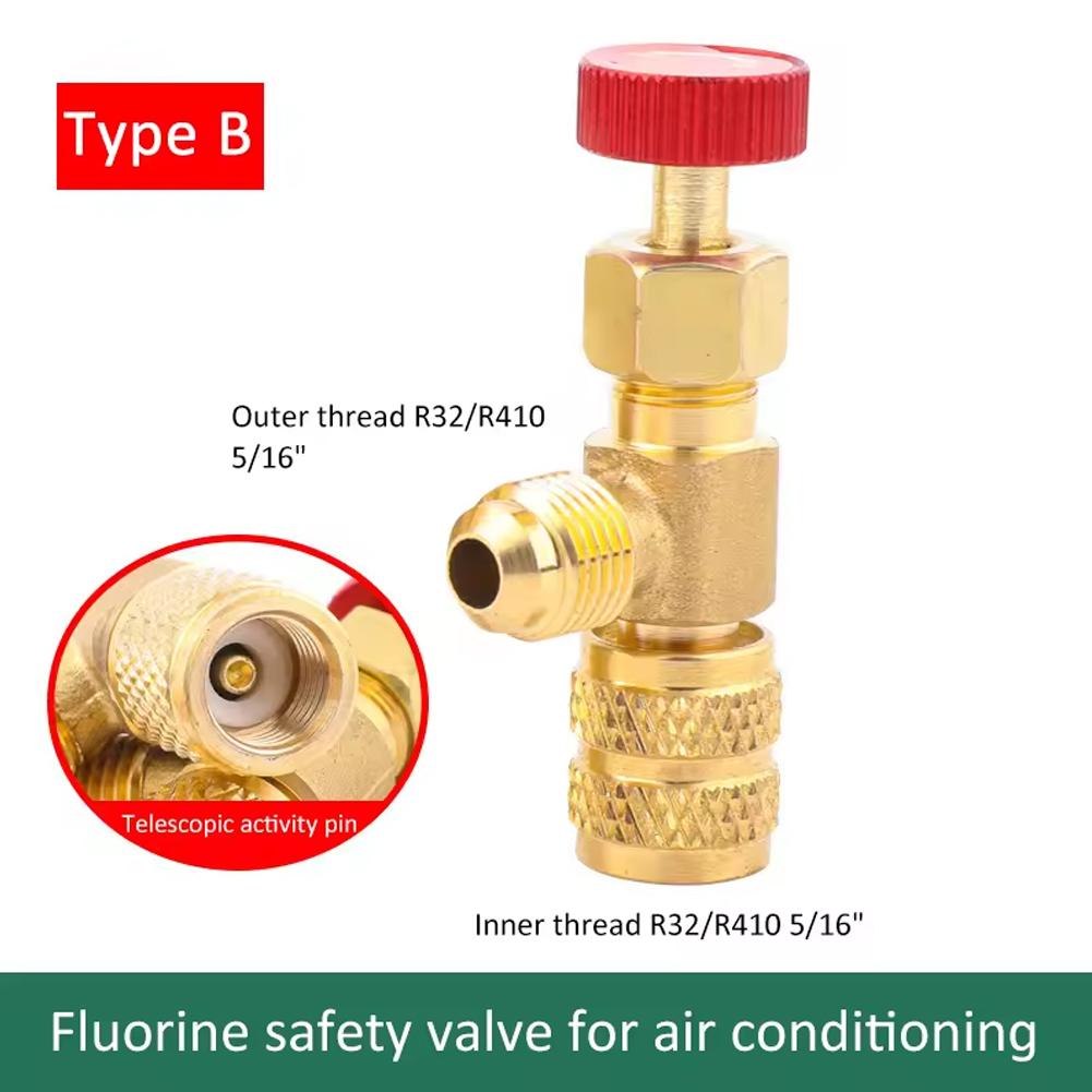 Refrigeration Charging Valve Air Conditioning Adapter for R410A R22 1/4" Liquid Safety Liquid Valve Hose R22 Copper Adapter Hand