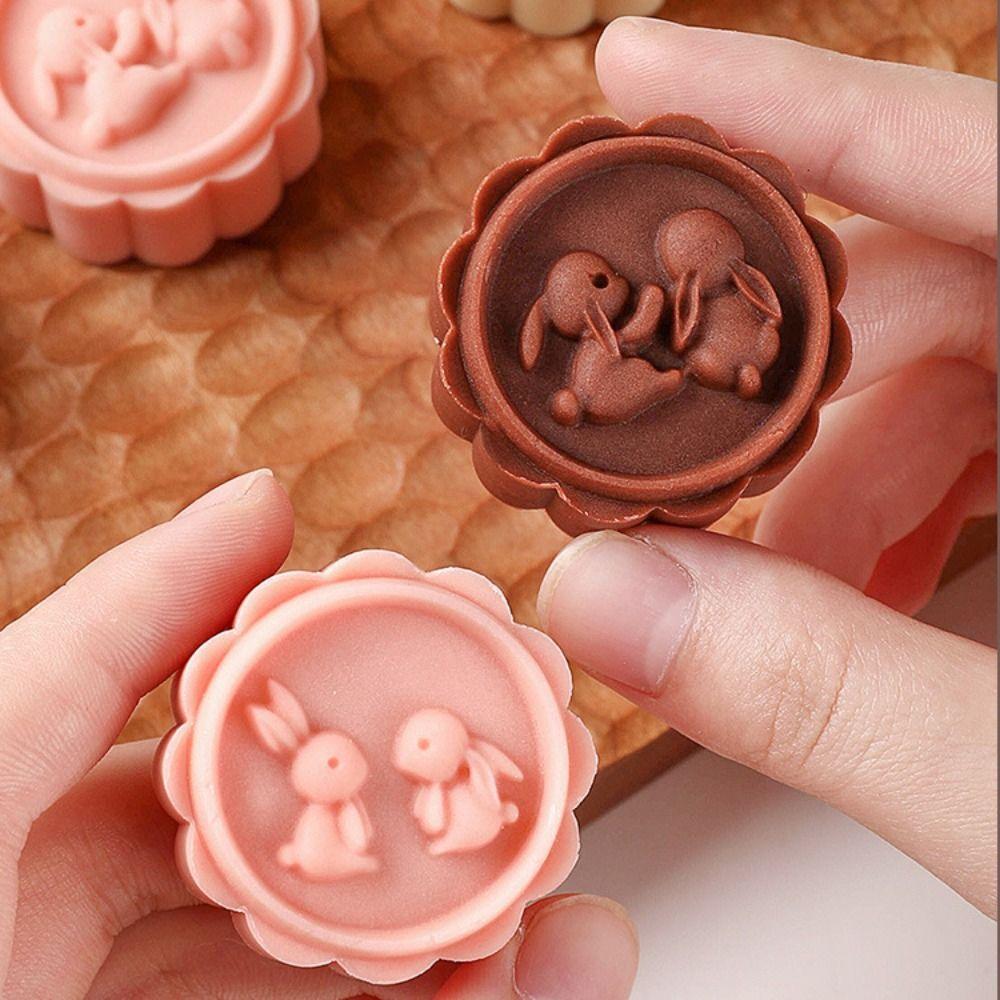 Flower Shaped Mooncake Molds Rabbit Pattern Mooncake Stamp Household   Baby Complementary Food