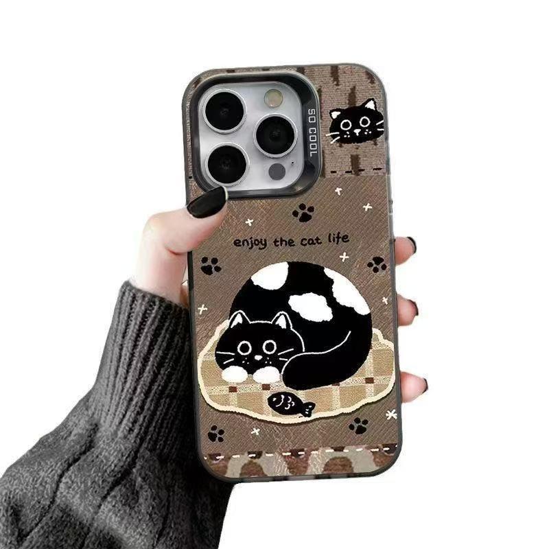 Cartoon Cat Milk Apple iPhone Case for 17/16/15/14/13/12/11 Pro Max