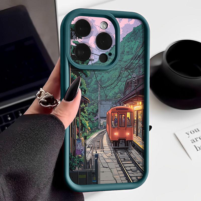 Para iPhone 13 Funda Diseño de Tren Marino de Anime Cubierta Suave de TPU Silicona Para iPhone 14 15 Pro Max 12 11 16e Funda iPhone 16 Pro Max