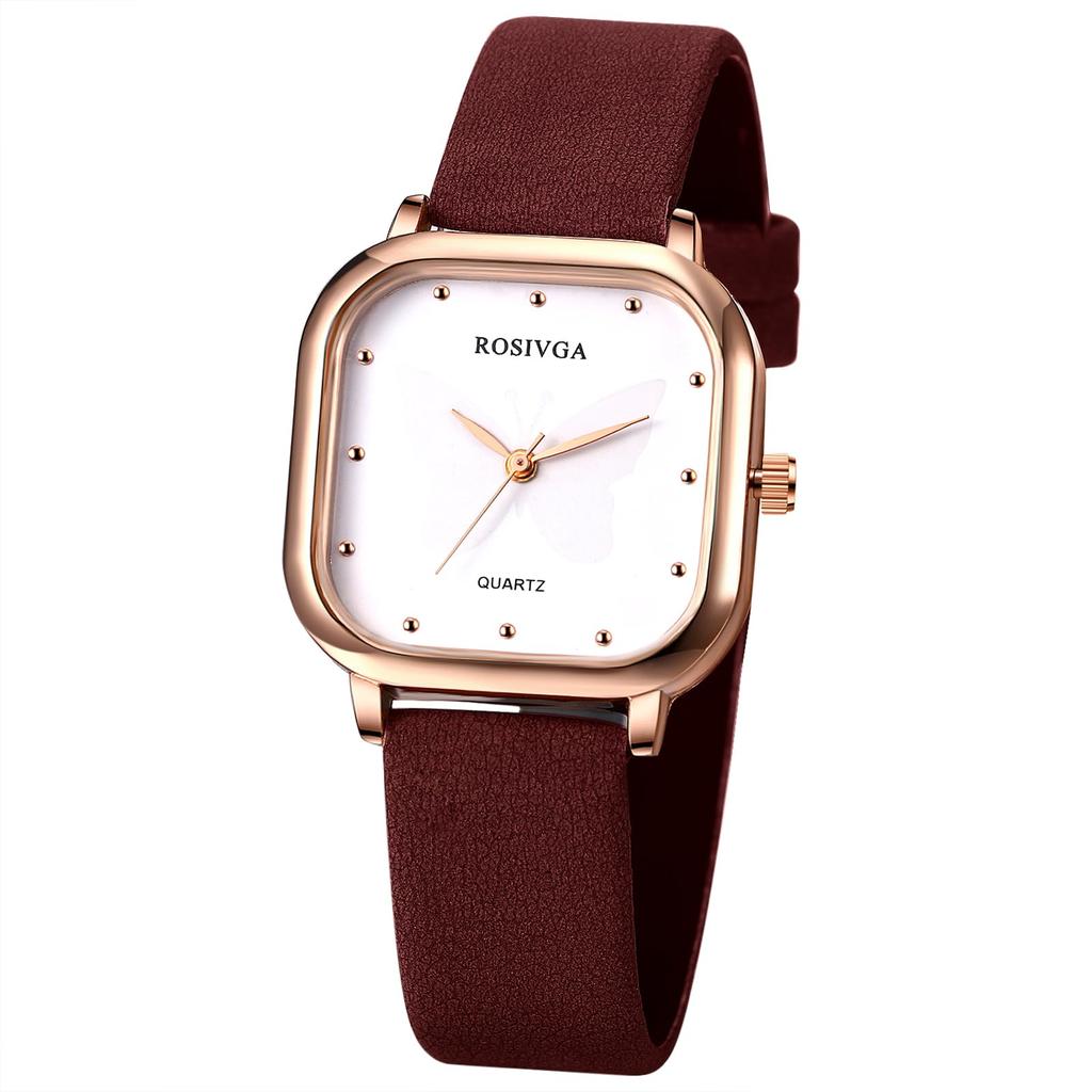 Women's Watch Leather Strap Simple Antique Square Analog Waterproof Leather Belt Casual Business Fashion Watch Women's Accessories - Birthday