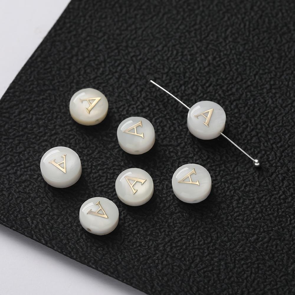 

2Pcs/Lot Natural Shell A-Z Letter Beads 26 English Letters Round Beads for Jewelry Making DIY Bracelet Necklace Accessories