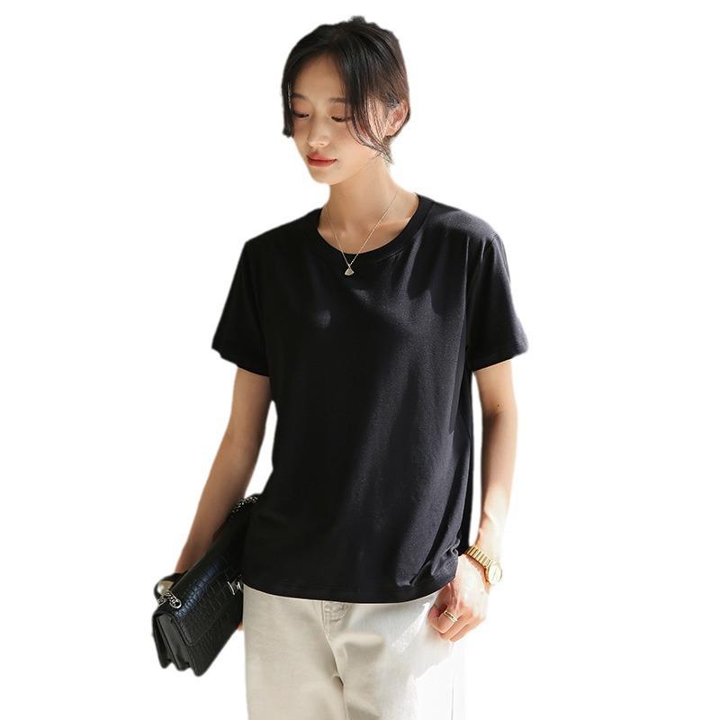 Damen Weißes V-Ausschnitt Kurzarm Sommer T-Shirt (2025), Lockere Passform, Unifarbe, Schlankes Unterhemd