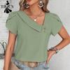Women's Fashion Casual Summer Spring Solid Color Print Short Sleeve Blouses & Shirts