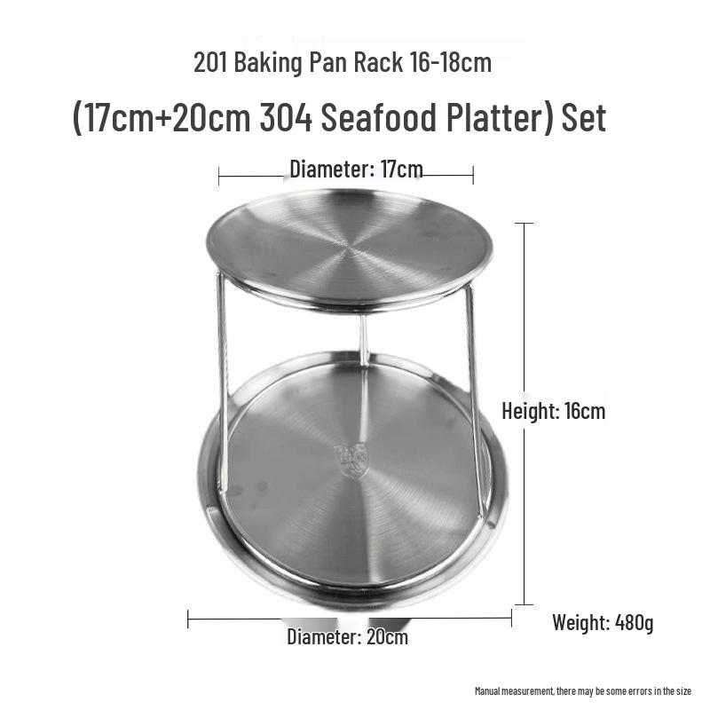 Stainless Steel Double Layer Seafood Platter: Sashimi, Oyster, Shrimp, Crab Tower Buffet Display Stand & Dim Sum Rack