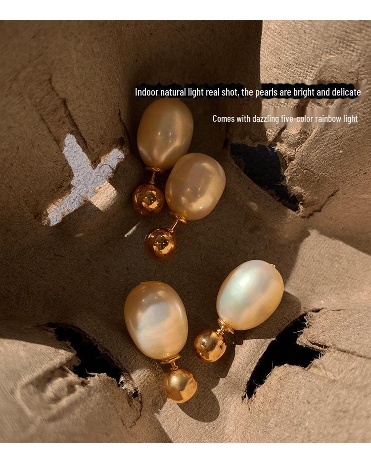 Elegant Freshwater Pearl Earrings: 925 Sterling Silver, Versatile and Fashionable Design for Women.