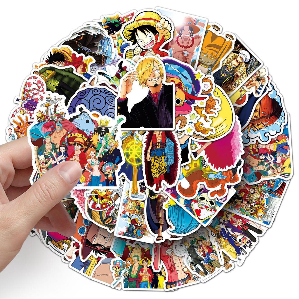 50 One Piece Graffiti Stickers: Anime Cartoon Skateboard and Phone Decor