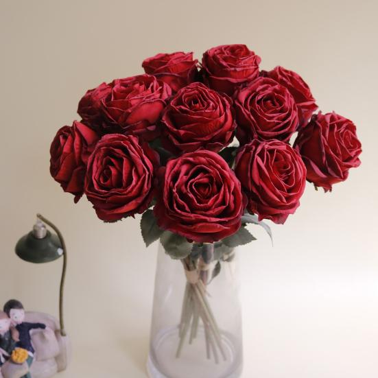 Artificial Rose Flower Realistic Faux Silk Rose with Stem for DIY Wedding Bouquets Home Party Table Centerpiece Floral Arrangement