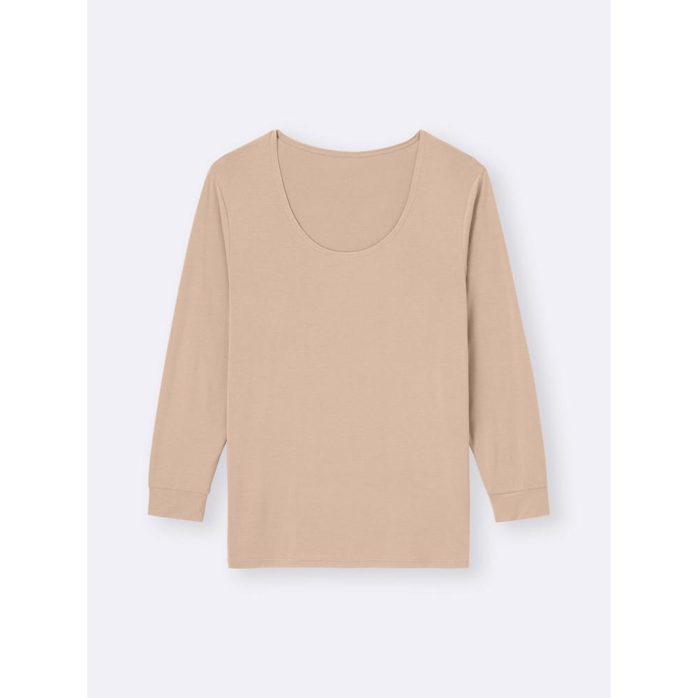 Gu By Uniqlo Style Heated Wide Neck Tee  9 Minute Sleeve  +e