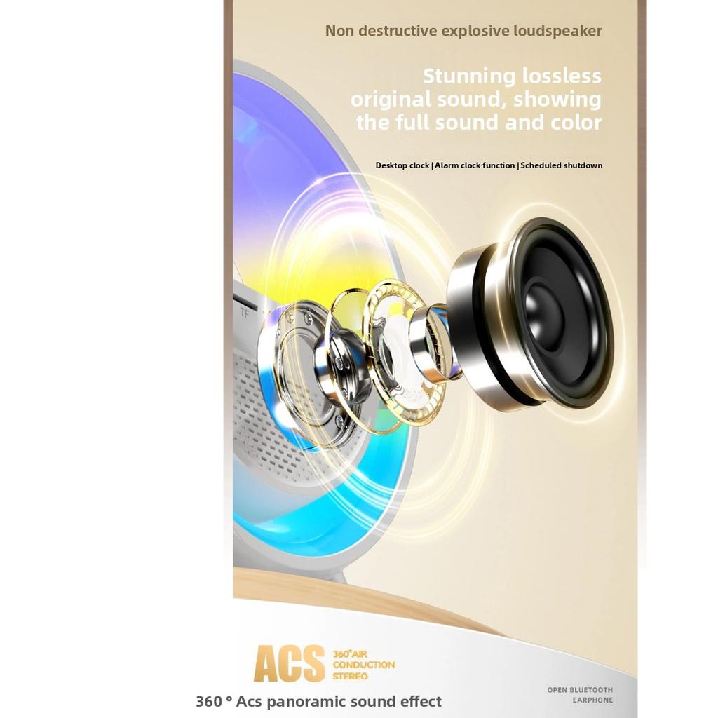 New Mini G Bluetooth Speaker Wireless Charger Alarm Clock Ambient Light Multi-Function Speaker