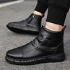 Men's Fashion High Top Leather Ankle Boots Men Autumn Winter Trends Black Flats Botas Outdoor Man Comfortable Casual Sneakers
