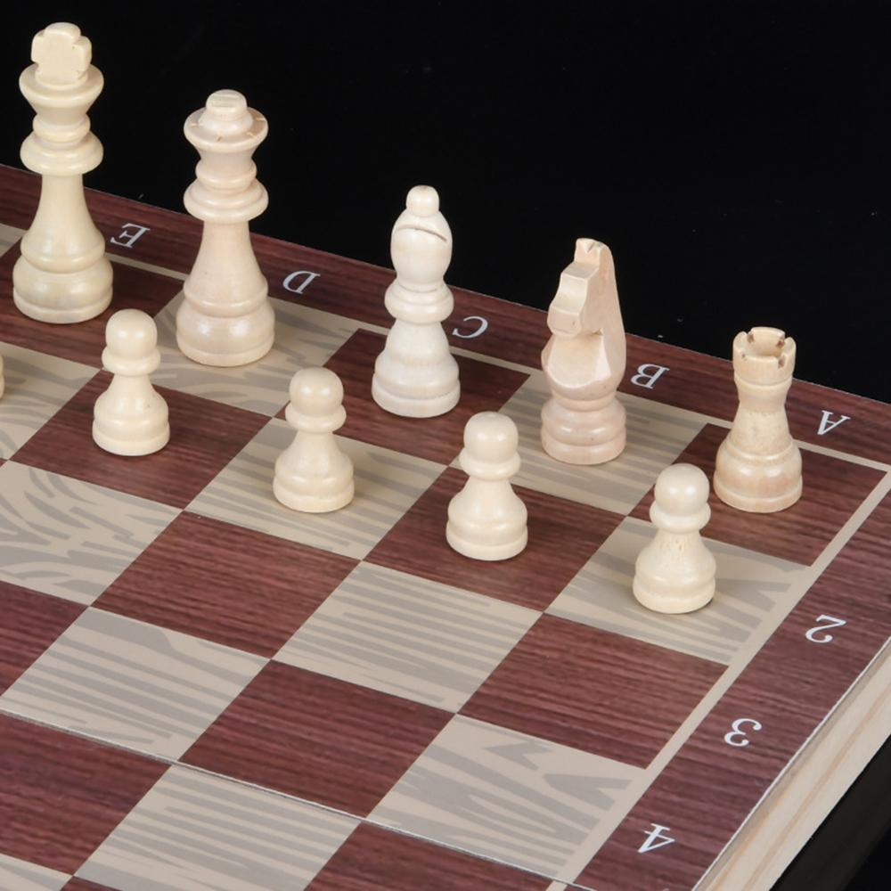 3 In 1 Wooden Chess Checkers Backgammon Set Portable Wooden Chess Set for Adults Kids