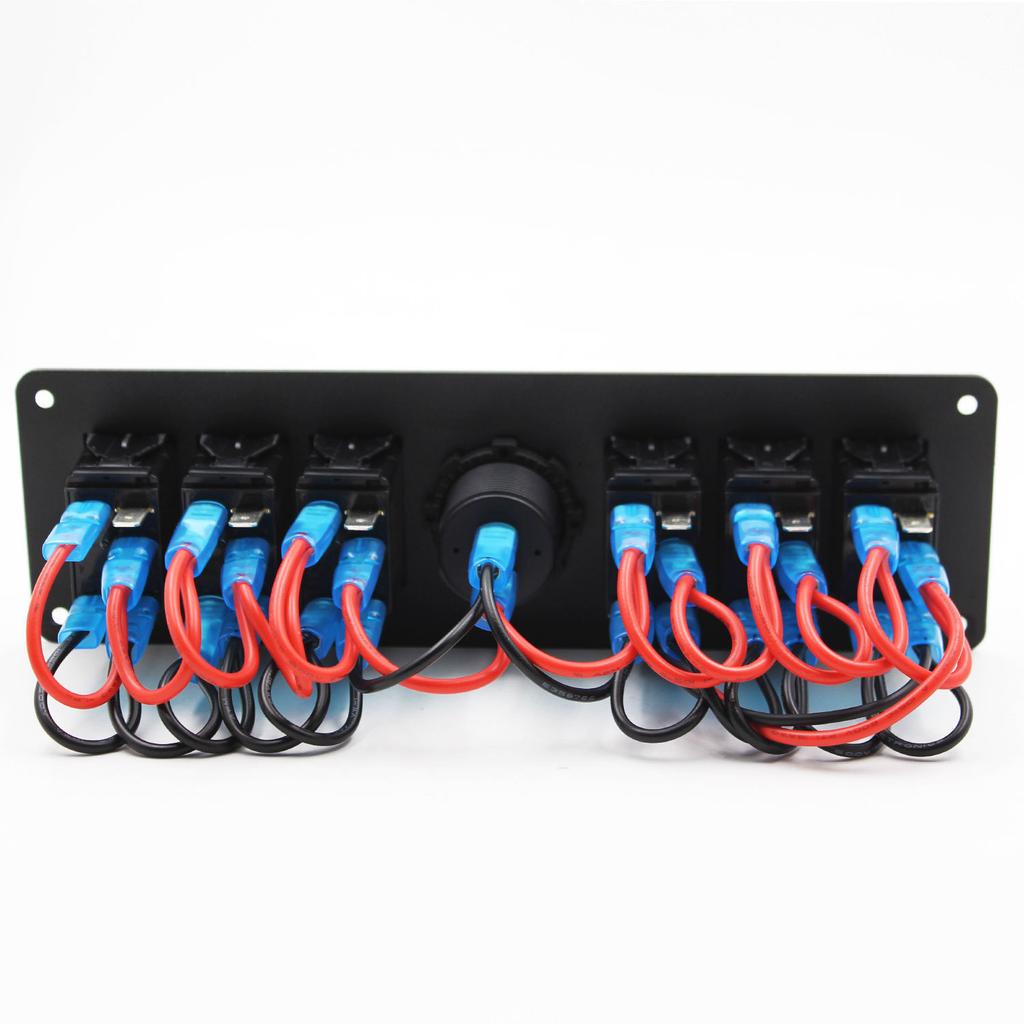 2024 Fargerike 12V 6 Gangs Vippebryter Panel Strømbryter LED Voltmeter RV Bil Marine Båt Bryter Panel Led Bryter Panel Auto
