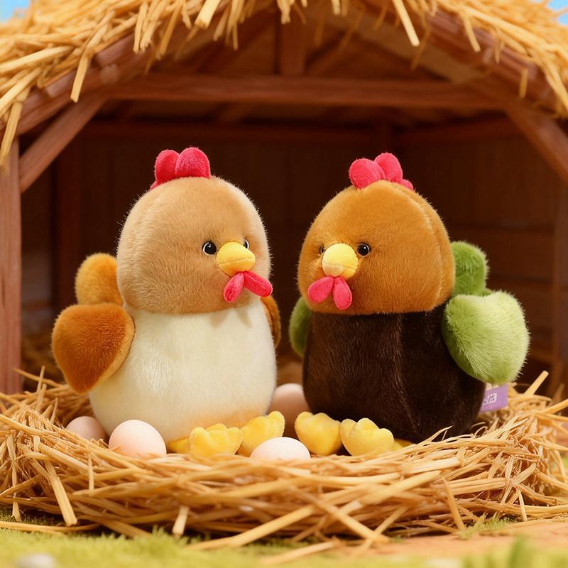 2230Cm Cartoon Cute Chicken Plush Doll Pillow Colorful Brown Yellow Rooster Hen Animal Stuffed Toy Home Decor Gift For Children