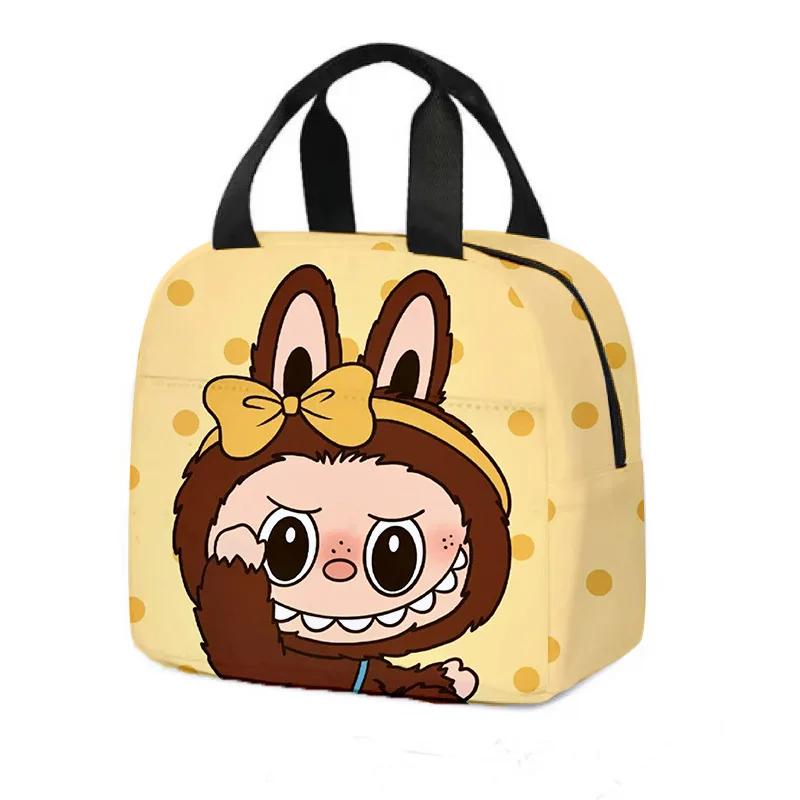 

Новая Kawaii Сумка-холодильник для ланча Labubu, мультяшная Kawaii сумка для ланча, портативный ланч-бокс, сумка для хранения на открытом воздухе 20x22x13cm