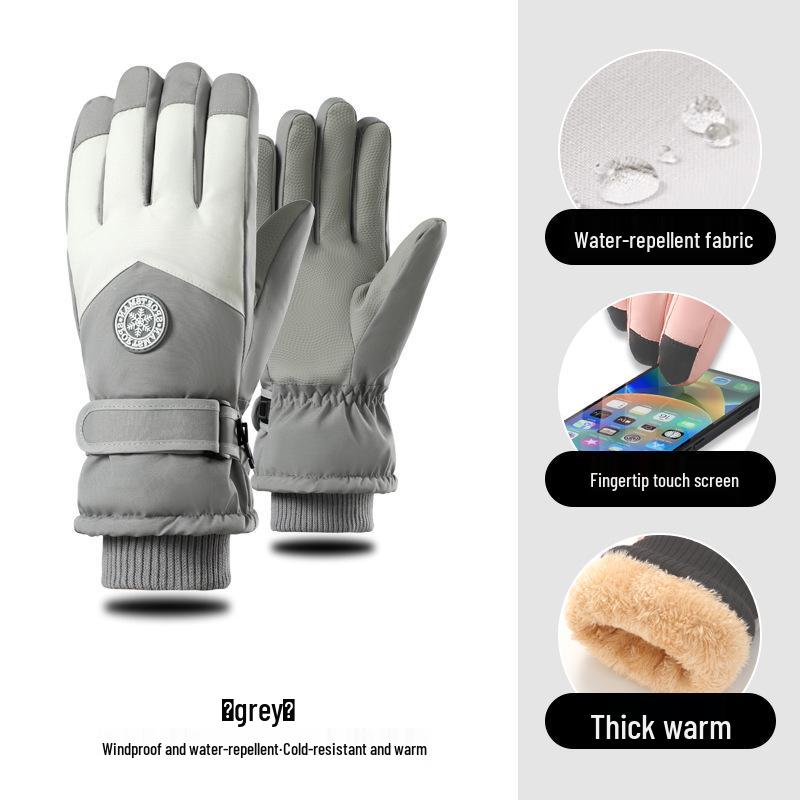 Women's Touchscreen Ski Gloves with Anti-Lost Buckle, Cold-Proof, Fleece-Lined, and Warm for Winter Sports and Cycling