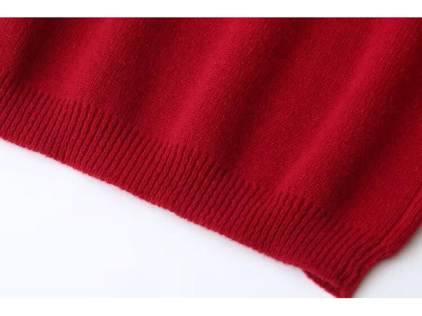 Burgundy European & American Style Winter 2024 Women's Sweater & Midi Skirt Set