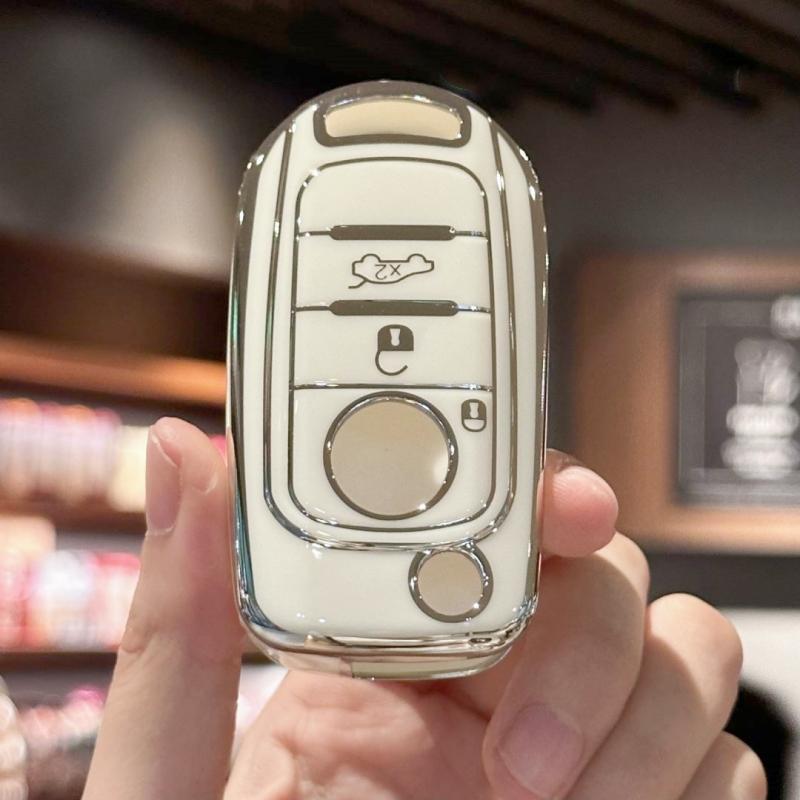 Car Key Case Cover with Leather Keychain for FIAT Tipo Tprp Freedom 500X Doblo Argo Nuovo Grazie Key Protective Accessories