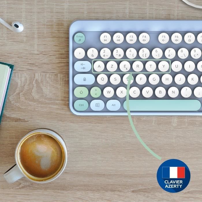 Ensemble Clavier Souris - MOBILITY LAB - Pure Color - Sans Fil - Pavé Numérique Intégré - Bleu