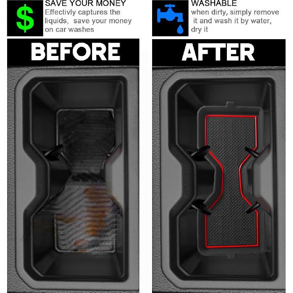 3D Cup Holder erts Coaster for Toyota Tacoma Accessories 2024 2025 2026 Siliconce Cup Coaster Mats Center Console Liner Non Slip Dustproof Protecror