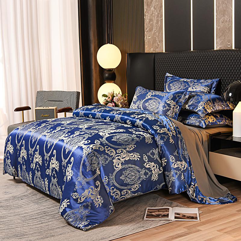 Home Textile European Satin Jacquard (Four-piece Set Three-piece Set) Quilt Cover Bed Sheet Pillowcase Single Bed Double Bed Bedding