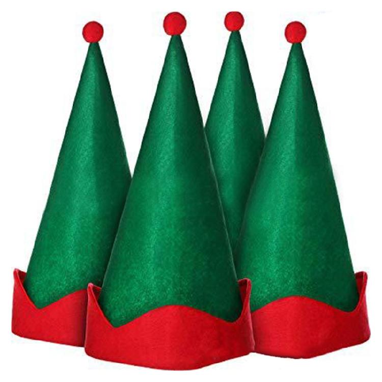 Stylish Red and Green Christmas Hat Santa Claus Elf Hat Pointed Hat for Cosplay
