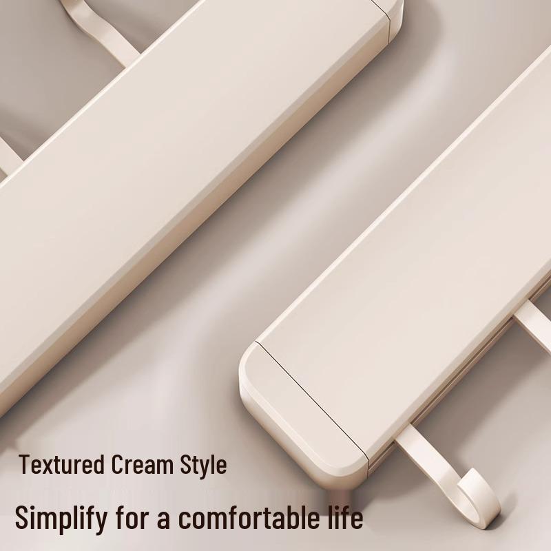 No-Drill Wall-Mounted White Kitchen Hook Rack for Pots, Lids, and Utensils