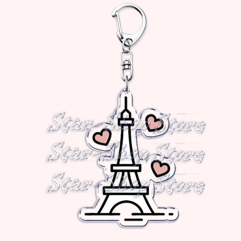 

Retro France I Love Paris Eiffel Tower Keychains French Stamps Keyring for Accessories Bag Key Chain Jewelry Fans Friends Gifts