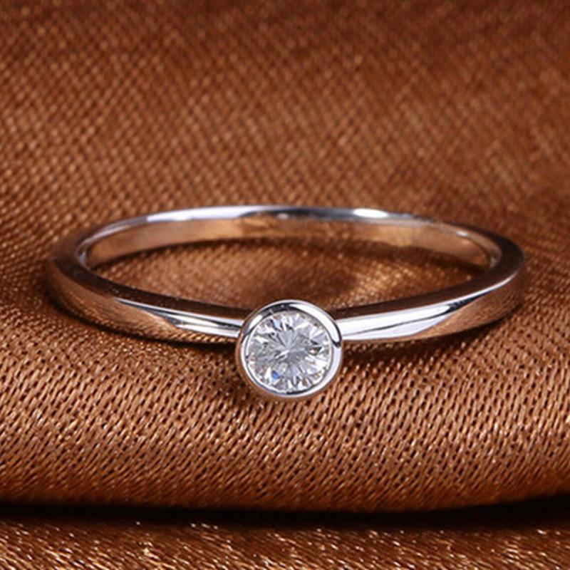Classic 925 Silver Round Full Diamond Rings for Women Crystal Zircon Engagement Valentine Day Gift Jewelry
