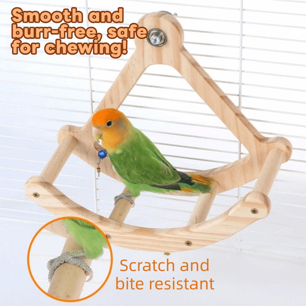 Wooden Parrot Swing Durable Rocking Perch Stand Enrichment Toy Bird Cage Accessories  Pet Parrot