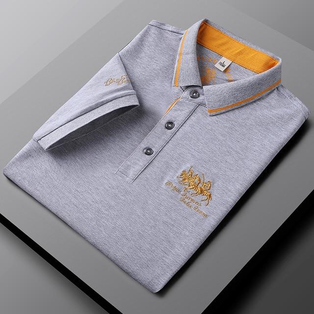 Summer Polo Shirt Men 'S Short Sleeve Business Slim Korean Embroidered Half Sleeve Solid Color Shirt