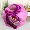 Cheshire Cat, Alice In Wonderland Themed Automatic Opening and Closing Folding Umbrella, 8 Rib Windproof, Compact Travel Design, Suitable Fo