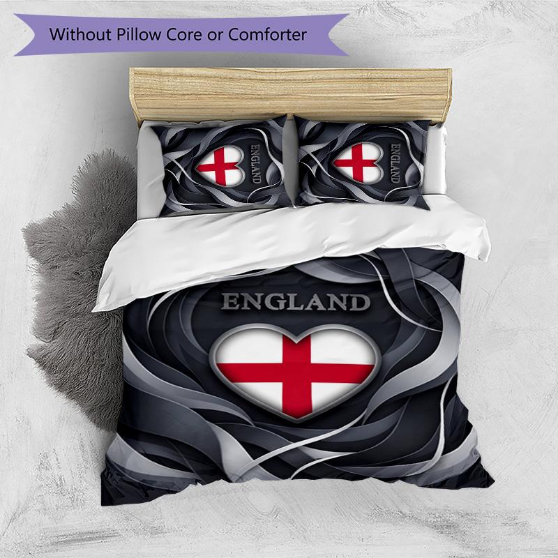 England Football Printed Bedding 3 Piece Set Cozy Breathable Bed Cover Set As Housewarming Holiday Gift