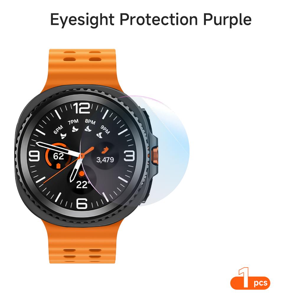 1-5PCS Screen Protector for Samsung Galaxy Watch 8 40mm 44mm Classic 9 HD tempered glass film+Eye-protection purple light