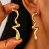 New Creative Metal Irregular Water Drops Stud Earrings for Women Vintage Gold Color Geometric Long Earrings Wedding Gifts