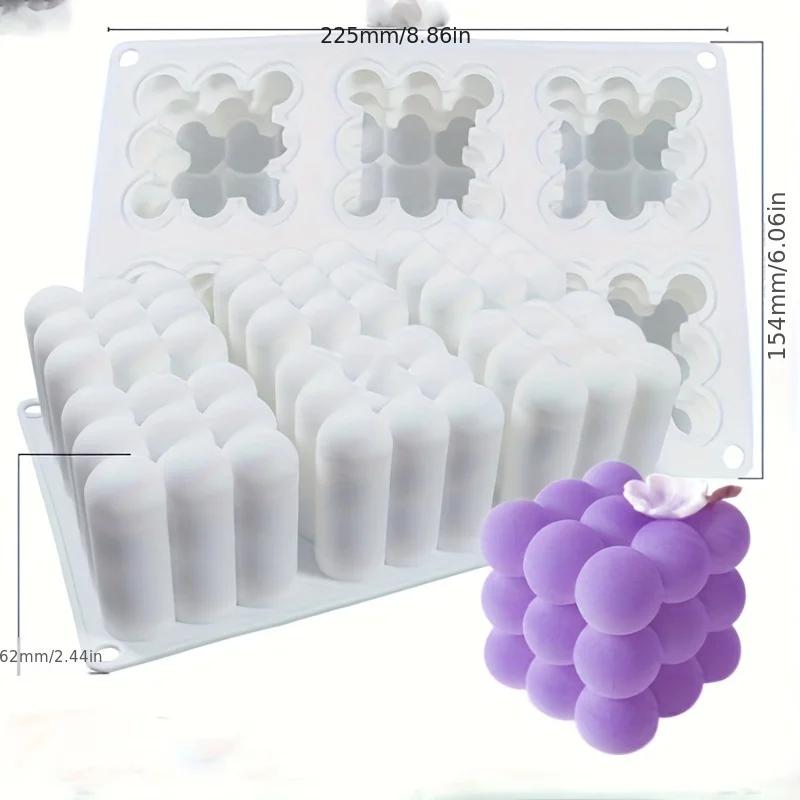 

6-Cavity Silicone Bubble Candle Mold | 3D Big Cube Ball Resin Molds For Candle Making, Soap, Home Decor